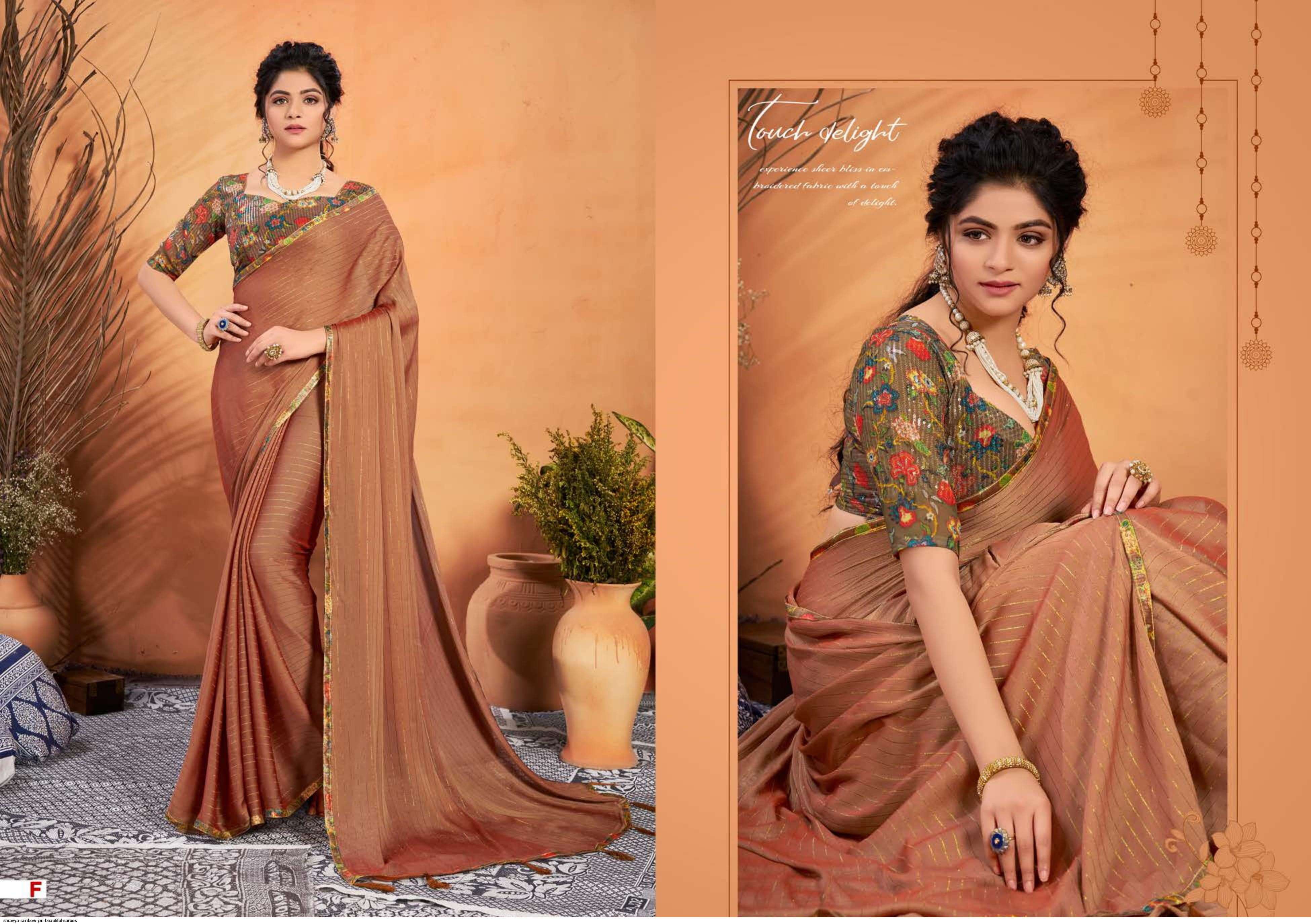 RAINBOW BY SHRAVYA A TO H SERIES INDIAN TRADITIONAL WEAR COLLECTION BEAUTIFUL STYLISH FANCY COLORFUL PARTY WEAR & OCCASIONAL WEAR RAINBOW ZARI SAREES AT WHOLESALE PRICE