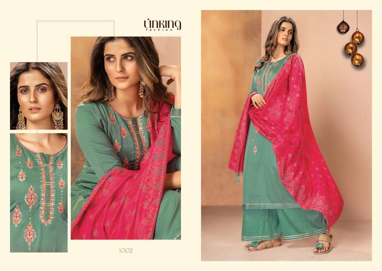 KAJARI VOL-2 BY LINKING FASHION 997 TO 1002 SERIES BEAUTIFUL SUITS COLORFUL STYLISH FANCY CASUAL WEAR & ETHNIC WEAR PURE JAM SILK WITH WORK DRESSES AT WHOLESALE PRICE