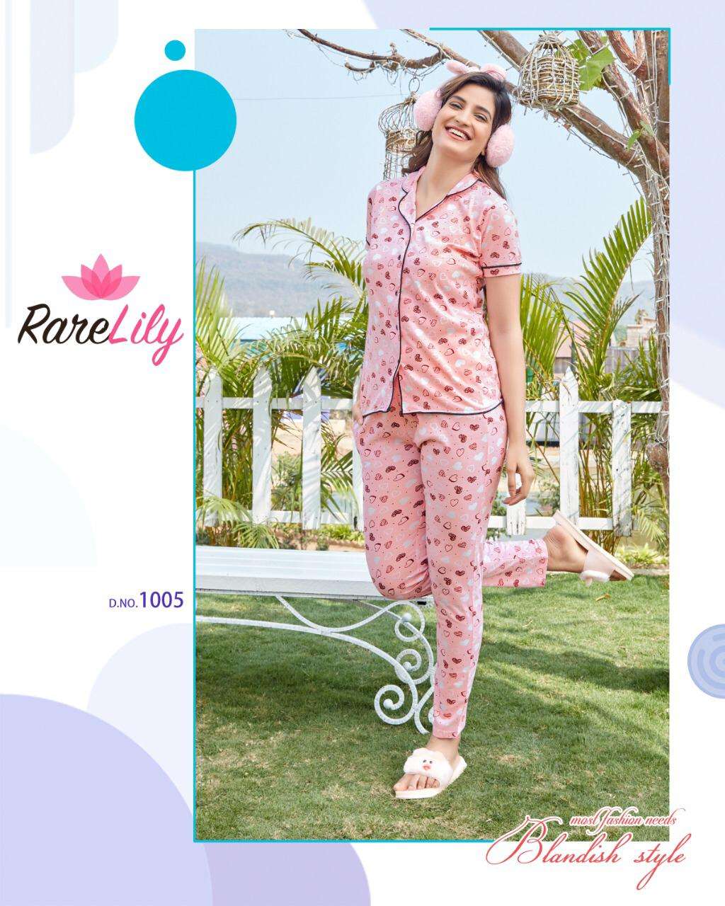 ZIL MIL VOL-4 BY RARE LILY 1001 TO 1007 SERIES BEAUTIFUL STYLISH FANCY COLORFUL CASUAL WEAR & NIGHT WEAR COTTON DIGITAL PRINTS TOPS AND BOTTOM AT WHOLESALE PRICE