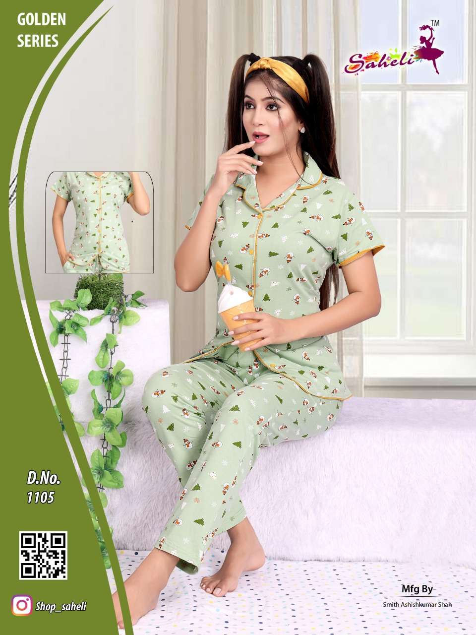 ALAYA BY SAHELI 1101 TO 1105 SERIES BEAUTIFUL STYLISH FANCY COLORFUL CASUAL WEAR & NIGHT WEAR HOSIERY TOPS AND BOTTOM AT WHOLESALE PRICE