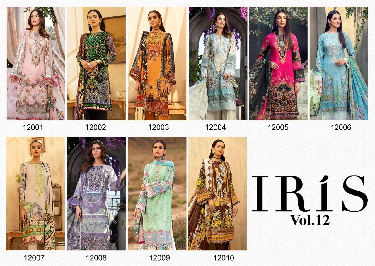 Iris Vol-12 By Fashid Wholesale 12001 To 12010 Series Beautiful Suits Stylish Fancy Colorful Party Wear & Ethnic Wear Cotton Printed Dresses At Wholesale Price