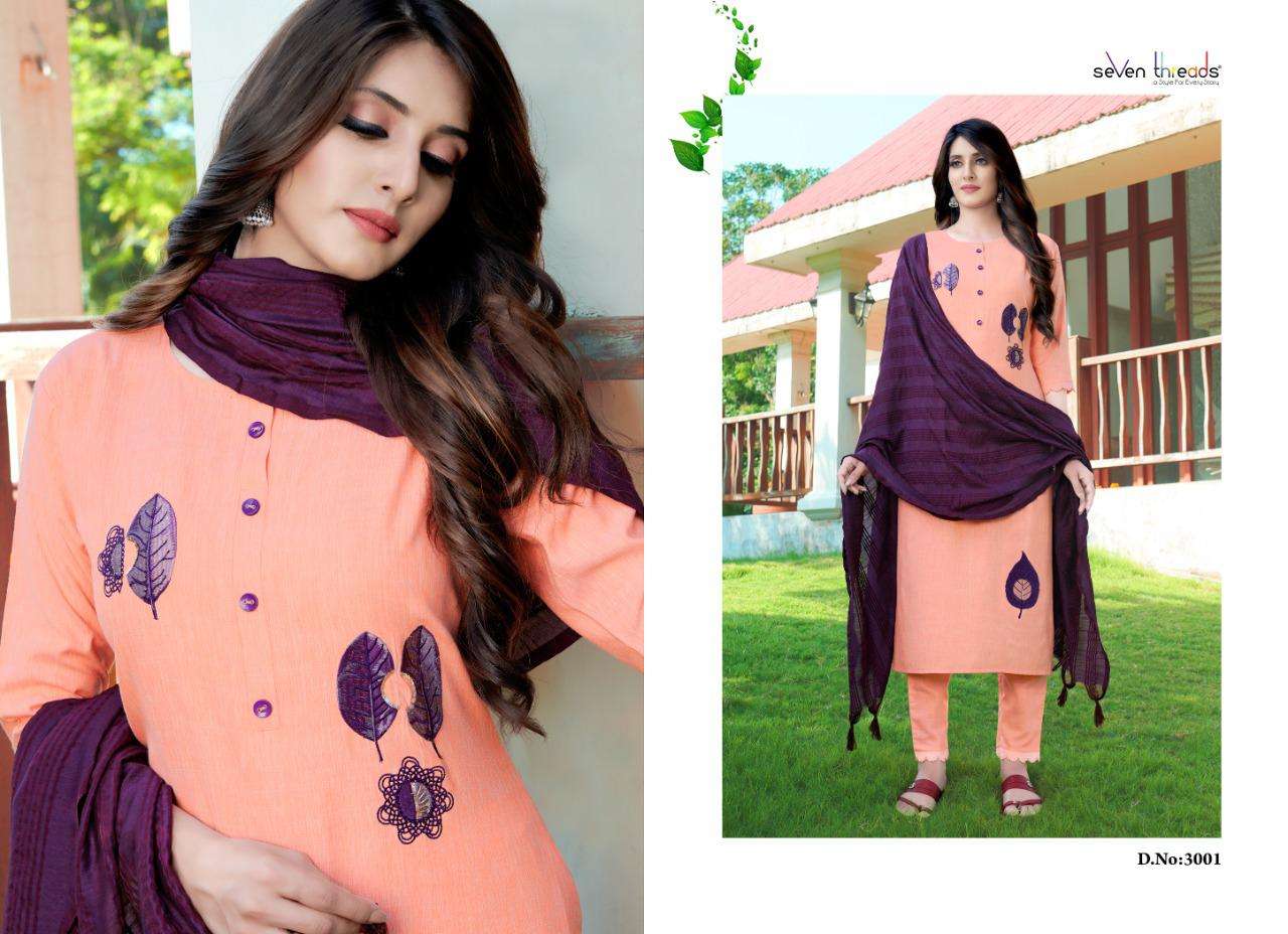 EVA BY SEVEN THREADS 3001 TO 3007 SERIES BEAUTIFUL SUITS COLORFUL STYLISH FANCY CASUAL WEAR & ETHNIC WEAR PURE VISCOSE SLUB DRESSES AT WHOLESALE PRICE