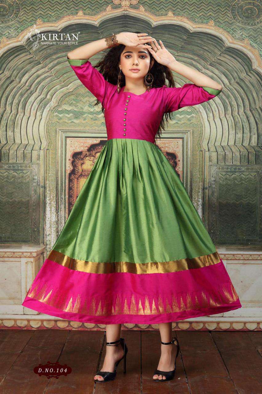 SHAGUN BY KIRTAN 101 TO 105 SERIES DESIGNER STYLISH FANCY COLORFUL BEAUTIFUL PARTY WEAR & ETHNIC WEAR COLLECTION FANCY SILK KURTIS AT WHOLESALE PRICE