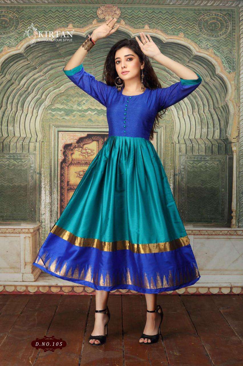 SHAGUN BY KIRTAN 101 TO 105 SERIES DESIGNER STYLISH FANCY COLORFUL BEAUTIFUL PARTY WEAR & ETHNIC WEAR COLLECTION FANCY SILK KURTIS AT WHOLESALE PRICE