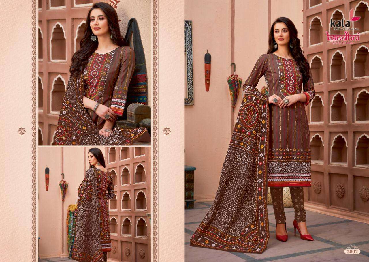 BANDHANI SPECIAL VOL-2 BY KALA 2801 TO 2812 SERIES BEAUTIFUL STYLISH SUITS FANCY COLORFUL CASUAL WEAR & ETHNIC WEAR & READY TO WEAR PURE COTTON DRESSES AT WHOLESALE PRICE