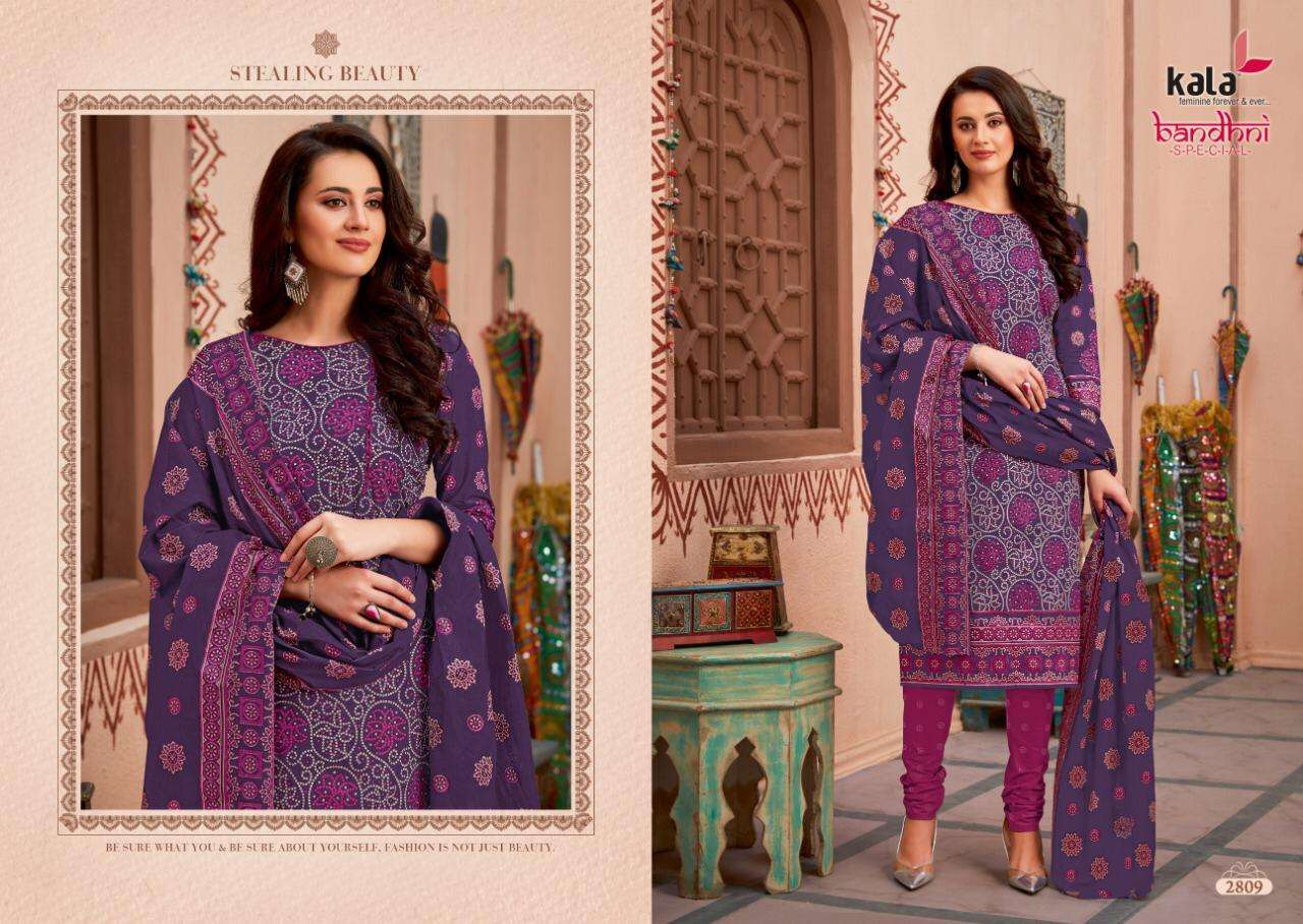 BANDHANI SPECIAL VOL-2 BY KALA 2801 TO 2812 SERIES BEAUTIFUL STYLISH SUITS FANCY COLORFUL CASUAL WEAR & ETHNIC WEAR & READY TO WEAR PURE COTTON DRESSES AT WHOLESALE PRICE