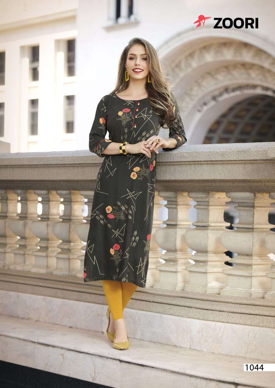 AKSHARA VOL-8 BY ZOORI 1044 TO 1047 SERIES DESIGNER STYLISH FANCY COLORFUL BEAUTIFUL PARTY WEAR & ETHNIC WEAR COLLECTION RAYON PRINT KURTIS AT WHOLESALE PRICE