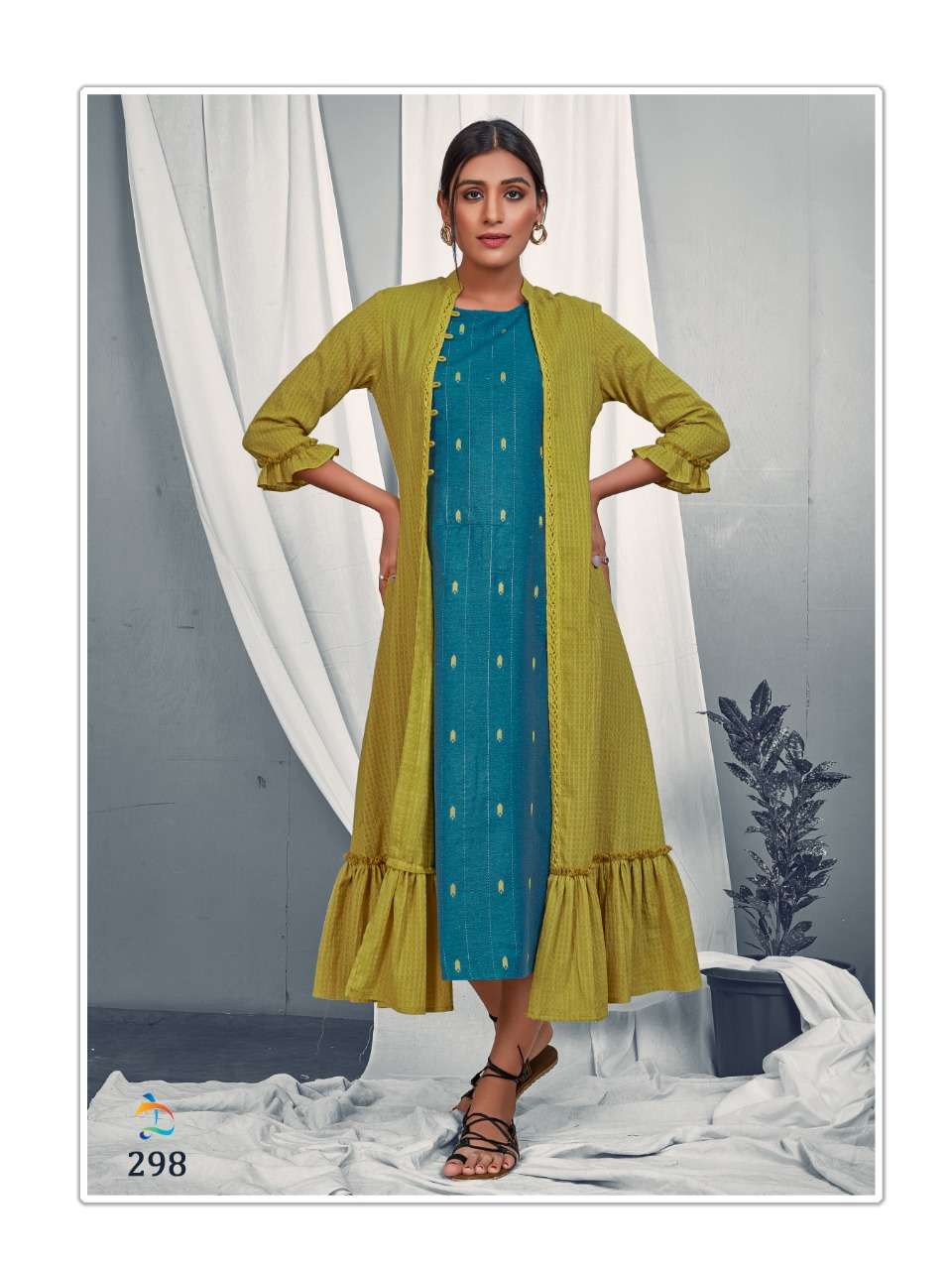 MAPLE BY DOVI FASHION 295 TO 298 SERIES DESIGNER STYLISH FANCY COLORFUL BEAUTIFUL PARTY WEAR & ETHNIC WEAR COLLECTION RAYON/COTTON KURTIS WITH JACKETS AT WHOLESALE PRICE