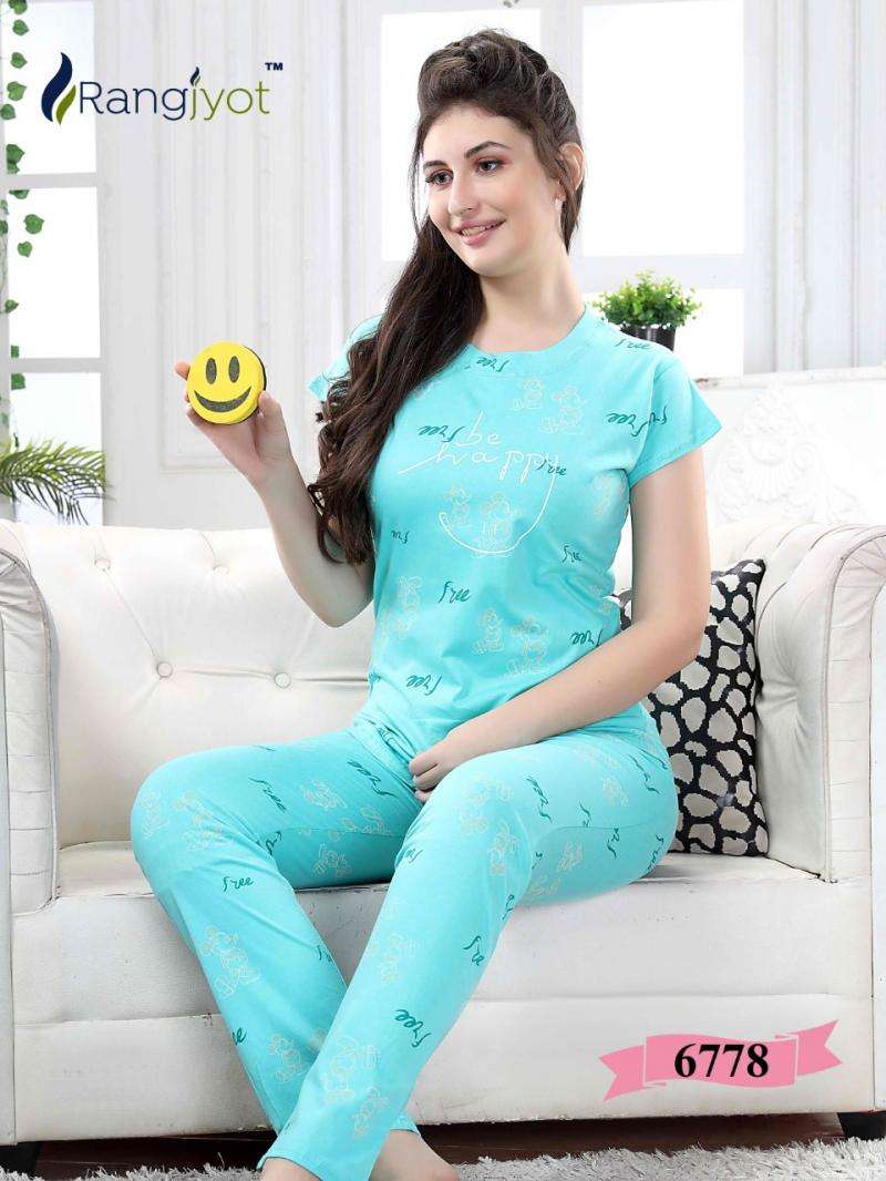 NIGHT DRESS VOL-1 BY RANGHYOT FASHION 6771 TO 6778 SERIES BEAUTIFUL STYLISH FANCY COLORFUL CASUAL WEAR & ETHNIC WEAR COTTON HOSIERY NIGHT SUITS AT WHOLESALE PRICE