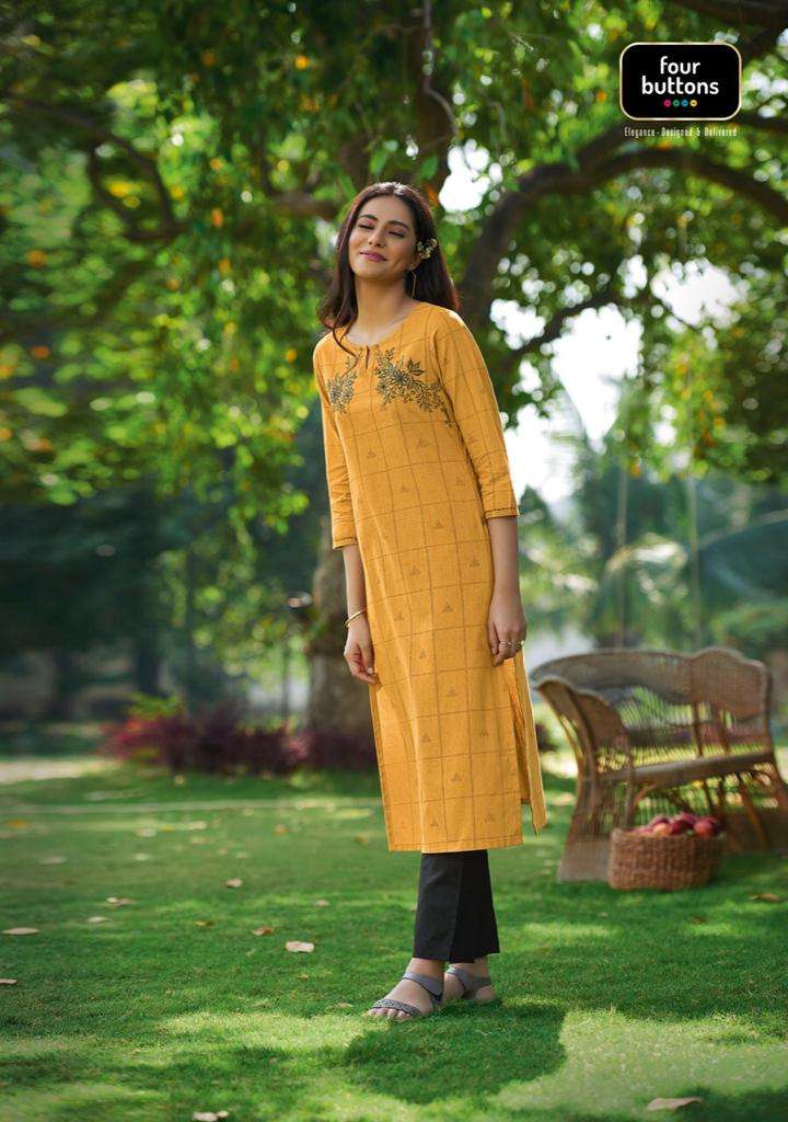 BASIL VOL-2 BY FOUR BUTTONS 3161 TO 3168 SERIES DESIGNER STYLISH FANCY COLORFUL BEAUTIFUL PARTY WEAR & ETHNIC WEAR COLLECTION PURE COTTON EMBROIDERY KURTIS AT WHOLESALE PRICE