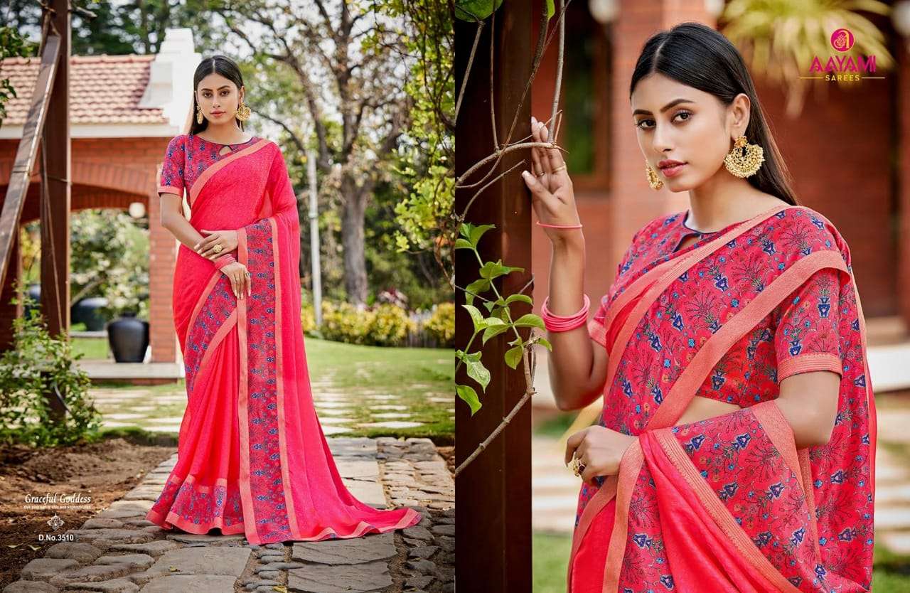 SAKSHI BY AAYAMI 3501 TO 3516 SERIES INDIAN TRADITIONAL WEAR COLLECTION BEAUTIFUL STYLISH FANCY COLORFUL PARTY WEAR & OCCASIONAL WEAR GEORGETTE SAREES AT WHOLESALE PRICE