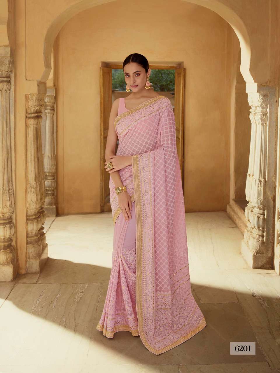 SWARNA BY ARYA DESIGNS 6201 TO 6216 SERIES INDIAN TRADITIONAL WEAR COLLECTION BEAUTIFUL STYLISH FANCY COLORFUL PARTY WEAR & OCCASIONAL WEAR SOFT NET/GEORGETTE SAREES AT WHOLESALE PRICE