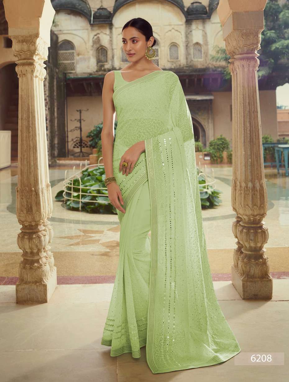 SWARNA BY ARYA DESIGNS 6201 TO 6216 SERIES INDIAN TRADITIONAL WEAR COLLECTION BEAUTIFUL STYLISH FANCY COLORFUL PARTY WEAR & OCCASIONAL WEAR SOFT NET/GEORGETTE SAREES AT WHOLESALE PRICE