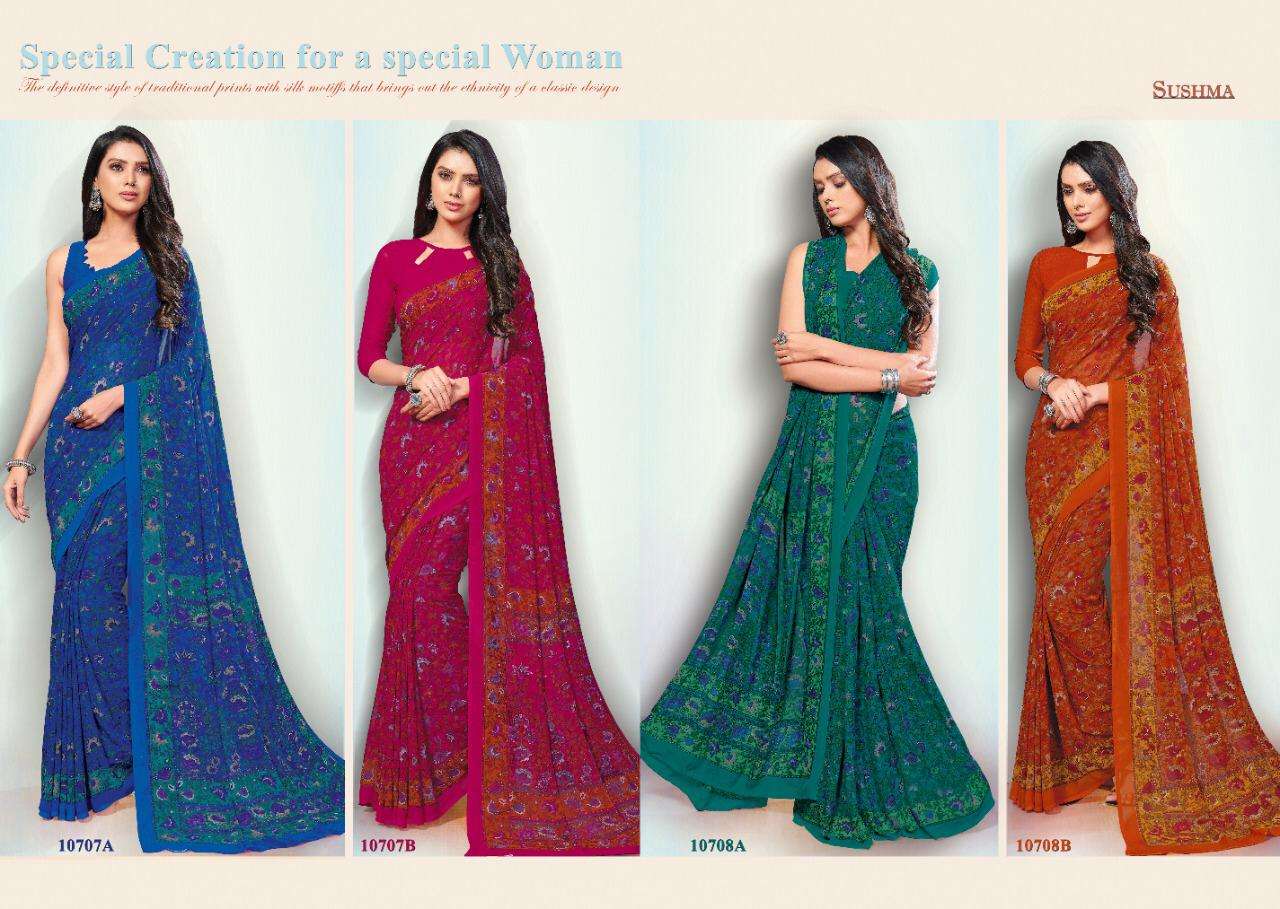 TRADITIONS BY SUSHMA 10701-A TO 10710-B SERIES INDIAN TRADITIONAL WEAR COLLECTION BEAUTIFUL STYLISH FANCY COLORFUL PARTY WEAR & OCCASIONAL WEAR FANCY SAREES AT WHOLESALE PRICE