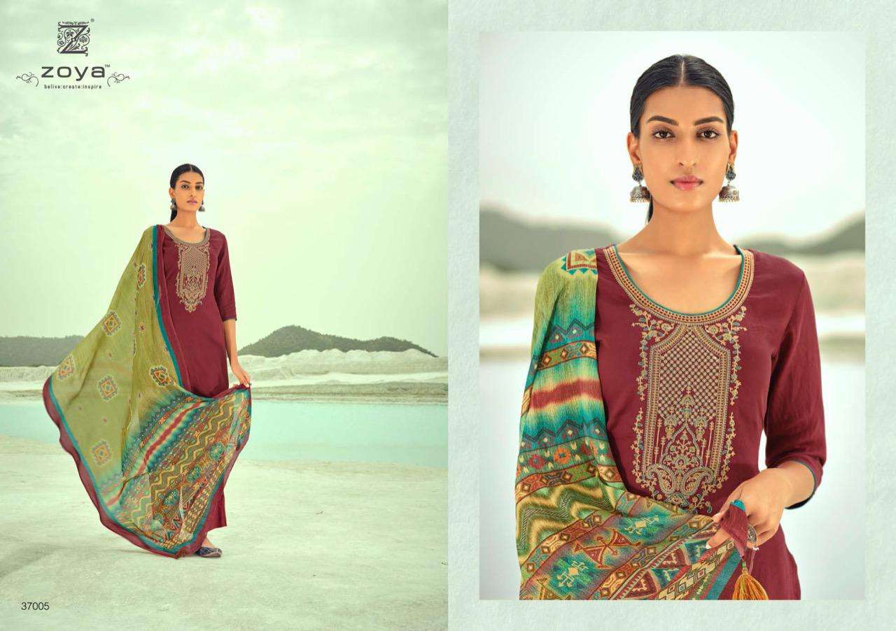 AMIRA BY ZOYA 37001 TO 37009 SERIES BEAUTIFUL SUITS COLORFUL STYLISH FANCY CASUAL WEAR & ETHNIC WEAR COTTON SATIN EMBROIDERED DRESSES AT WHOLESALE PRICE
