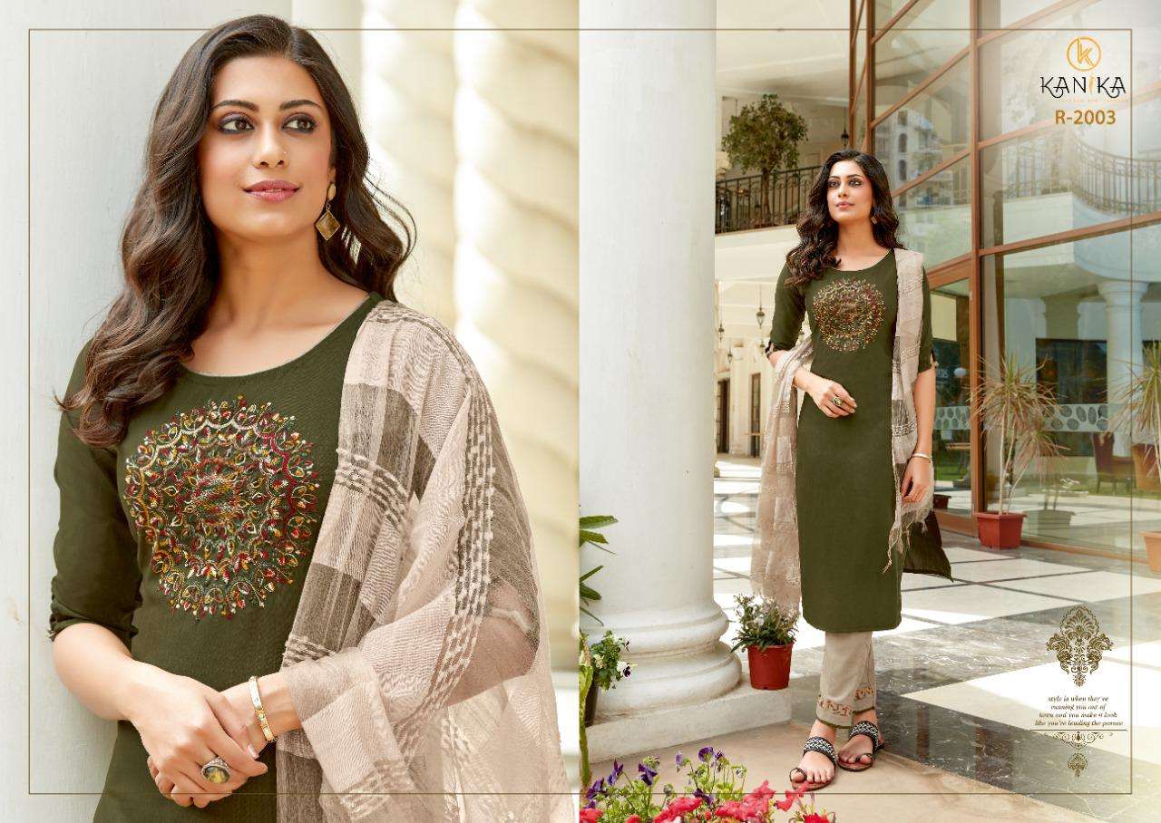 ROOHI BY KANIKA 2001 TO 2006 SERIES BEAUTIFUL SUITS COLORFUL STYLISH FANCY CASUAL WEAR & ETHNIC WEAR SLUB EMBROIDERED DRESSES AT WHOLESALE PRICE