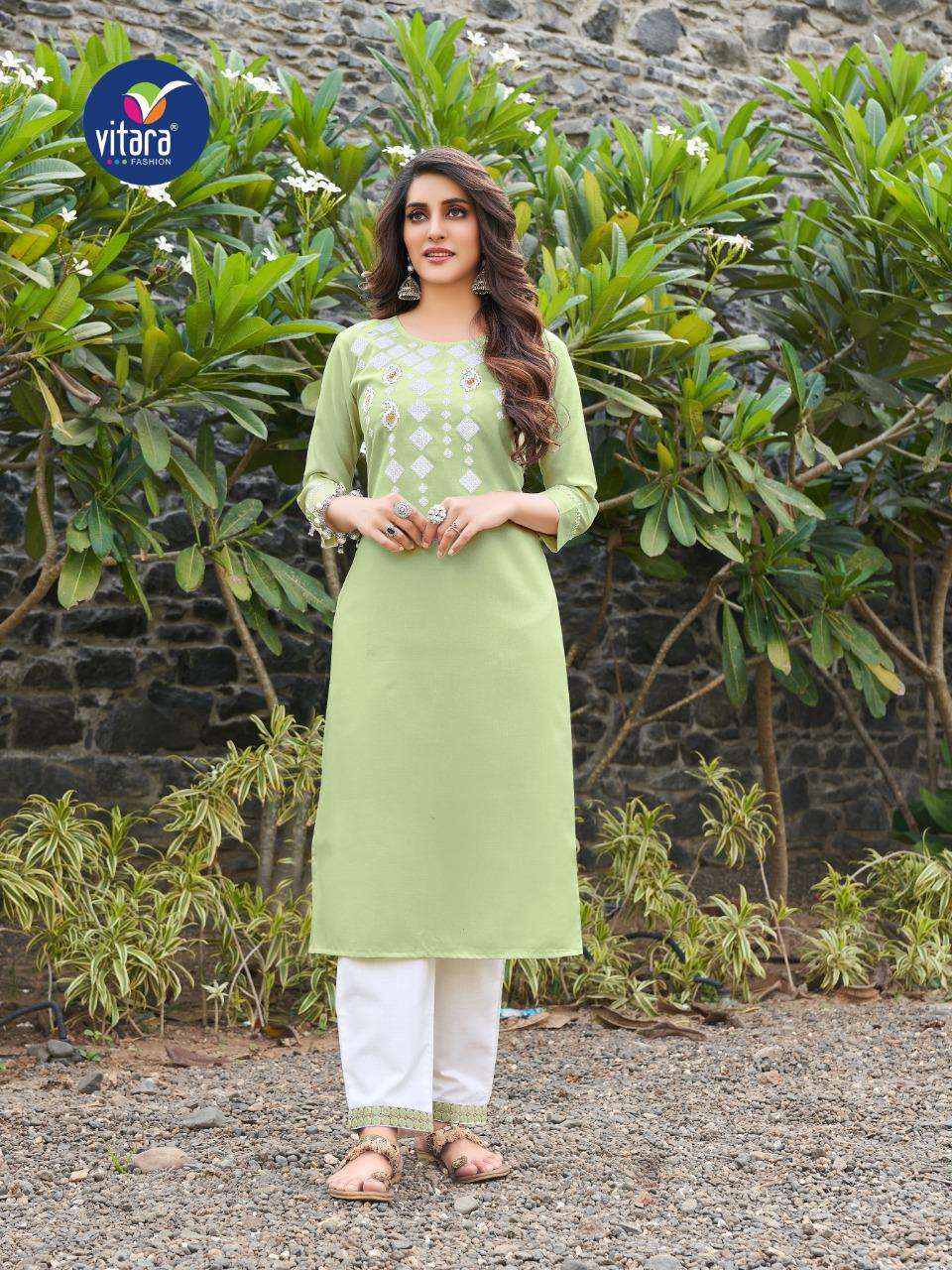 ARDAS BY VITARA 5001 TO 5004 SERIES DESIGNER STYLISH FANCY COLORFUL BEAUTIFUL PARTY WEAR & ETHNIC WEAR COLLECTION MAGIC SLUB EMBROIDERY KURTIS WITH BOTTOM AT WHOLESALE PRICE