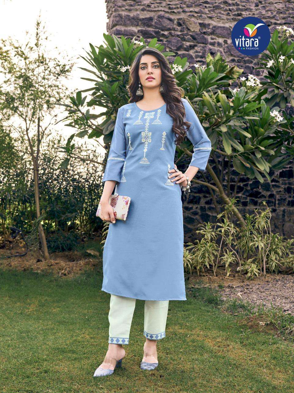 ARDAS BY VITARA 5001 TO 5004 SERIES DESIGNER STYLISH FANCY COLORFUL BEAUTIFUL PARTY WEAR & ETHNIC WEAR COLLECTION MAGIC SLUB EMBROIDERY KURTIS WITH BOTTOM AT WHOLESALE PRICE