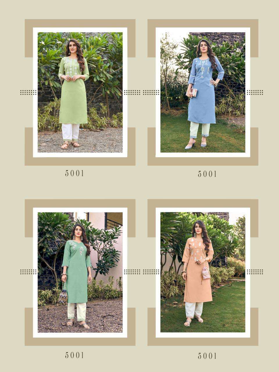 ARDAS BY VITARA 5001 TO 5004 SERIES DESIGNER STYLISH FANCY COLORFUL BEAUTIFUL PARTY WEAR & ETHNIC WEAR COLLECTION MAGIC SLUB EMBROIDERY KURTIS WITH BOTTOM AT WHOLESALE PRICE