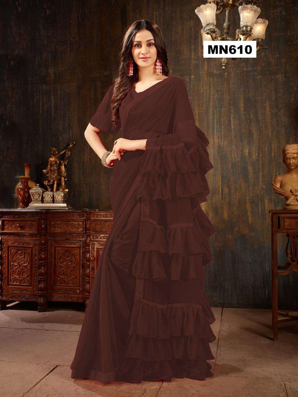 MANOHARI 601 SERIES BY MANOHARI INDIAN TRADITIONAL WEAR COLLECTION BEAUTIFUL STYLISH FANCY COLORFUL PARTY WEAR & OCCASIONAL WEAR GEORGETTE SAREES AT WHOLESALE PRICE