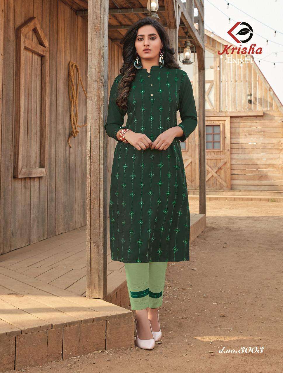 SIYARA BY KRISHA EXPORTS 3001 TO 3004 SERIES DESIGNER STYLISH FANCY COLORFUL BEAUTIFUL PARTY WEAR & ETHNIC WEAR COLLECTION RAYON EMBROIDERY KURTIS WITH BOTTOM AT WHOLESALE PRICE