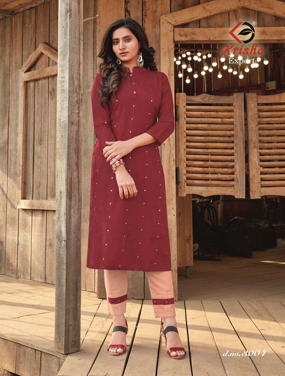 SIYARA BY KRISHA EXPORTS 3001 TO 3004 SERIES DESIGNER STYLISH FANCY COLORFUL BEAUTIFUL PARTY WEAR & ETHNIC WEAR COLLECTION RAYON EMBROIDERY KURTIS WITH BOTTOM AT WHOLESALE PRICE