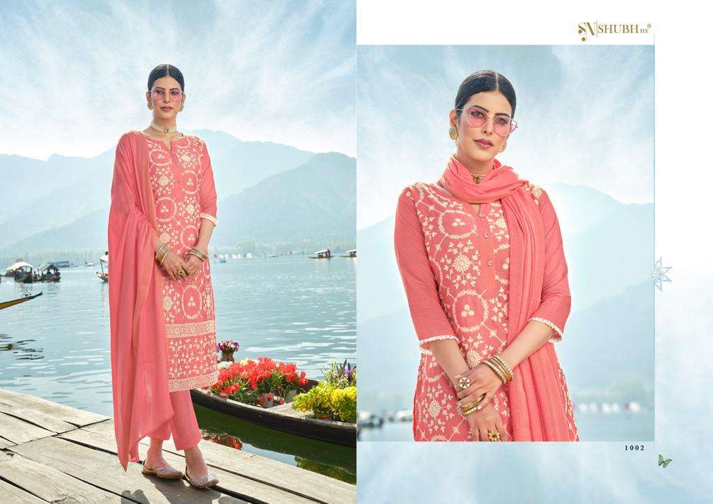 LUCKNOWI BY SHUBH NX 1001 TO 1006 SERIES BEAUTIFUL STYLISH SUITS FANCY COLORFUL CASUAL WEAR & ETHNIC WEAR & READY TO WEAR CHANDERI VISCOSE DRESSES AT WHOLESALE PRICE