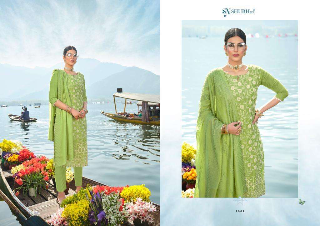 LUCKNOWI BY SHUBH NX 1001 TO 1006 SERIES BEAUTIFUL STYLISH SUITS FANCY COLORFUL CASUAL WEAR & ETHNIC WEAR & READY TO WEAR CHANDERI VISCOSE DRESSES AT WHOLESALE PRICE