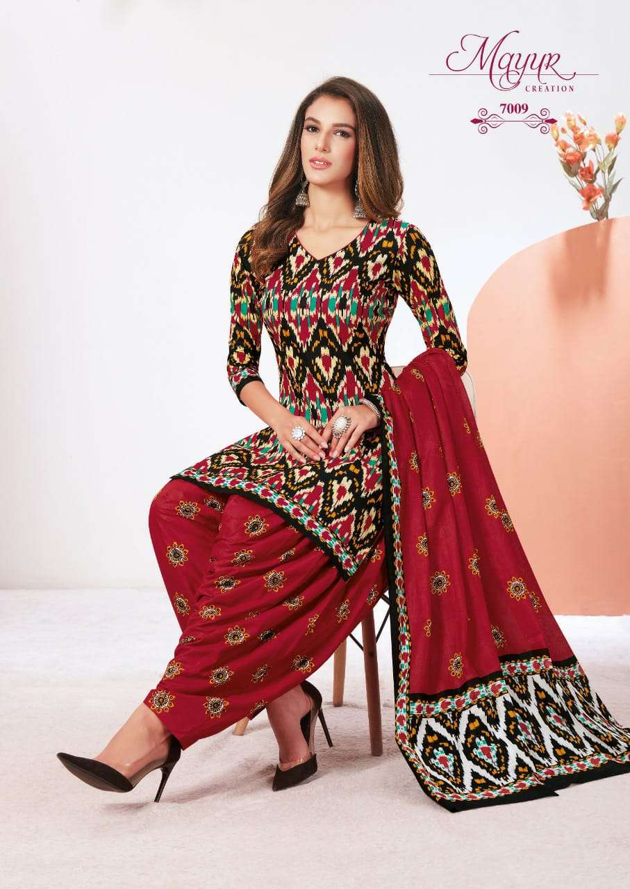 IKKAT VOL-7 BY MAYUR CREATION 7001 TO 7010 SERIES BEAUTIFUL SUITS STYLISH FANCY COLORFUL PARTY WEAR & OCCASIONAL WEAR PURE COTTON PRINT DRESSES AT WHOLESALE PRICE