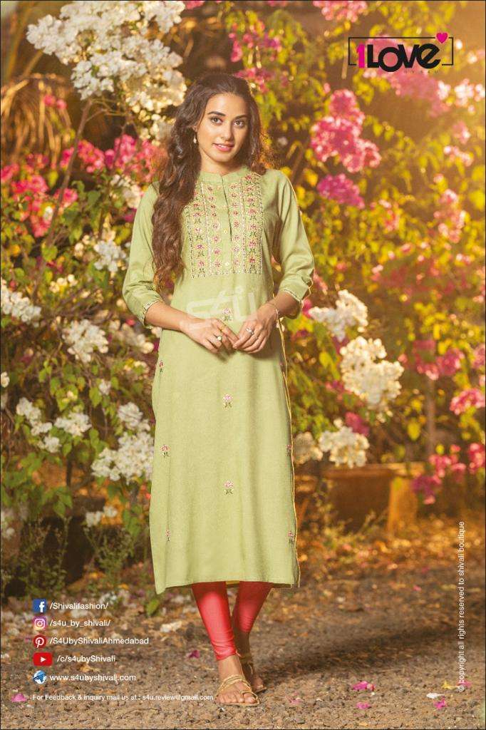 GLAMOUR BY 1 LOVE 001 TO 008 SERIES DESIGNER STYLISH FANCY COLORFUL BEAUTIFUL PARTY WEAR & ETHNIC WEAR COLLECTION PREMIUM RAYON KURTIS AT WHOLESALE PRICE