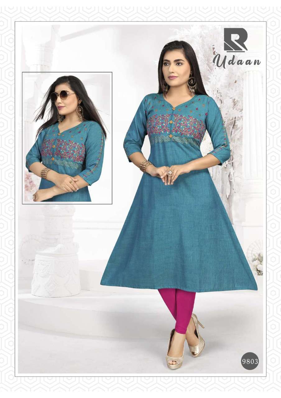 UDAAN BY RAASHI 9801 TO 9808 SERIES DESIGNER STYLISH FANCY COLORFUL BEAUTIFUL PARTY WEAR & ETHNIC WEAR COLLECTION TWO TONE RAYON EMBROIDERED KURTIS AT WHOLESALE PRICE