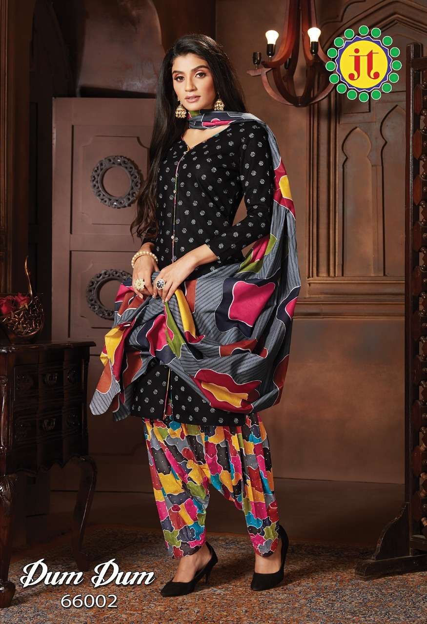 DUM DUM VOL-66 BY JT 66001 TO 66012 SERIES BEAUTIFUL SUITS COLORFUL STYLISH FANCY CASUAL WEAR & ETHNIC WEAR COTTON PRINT DRESSES AT WHOLESALE PRICE