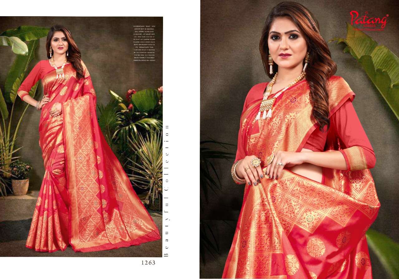 SHRADDHA BY PATANG SAREES 1261 TO 1268 SERIES INDIAN TRADITIONAL WEAR COLLECTION BEAUTIFUL STYLISH FANCY COLORFUL PARTY WEAR & OCCASIONAL WEAR SILK SAREES AT WHOLESALE PRICE