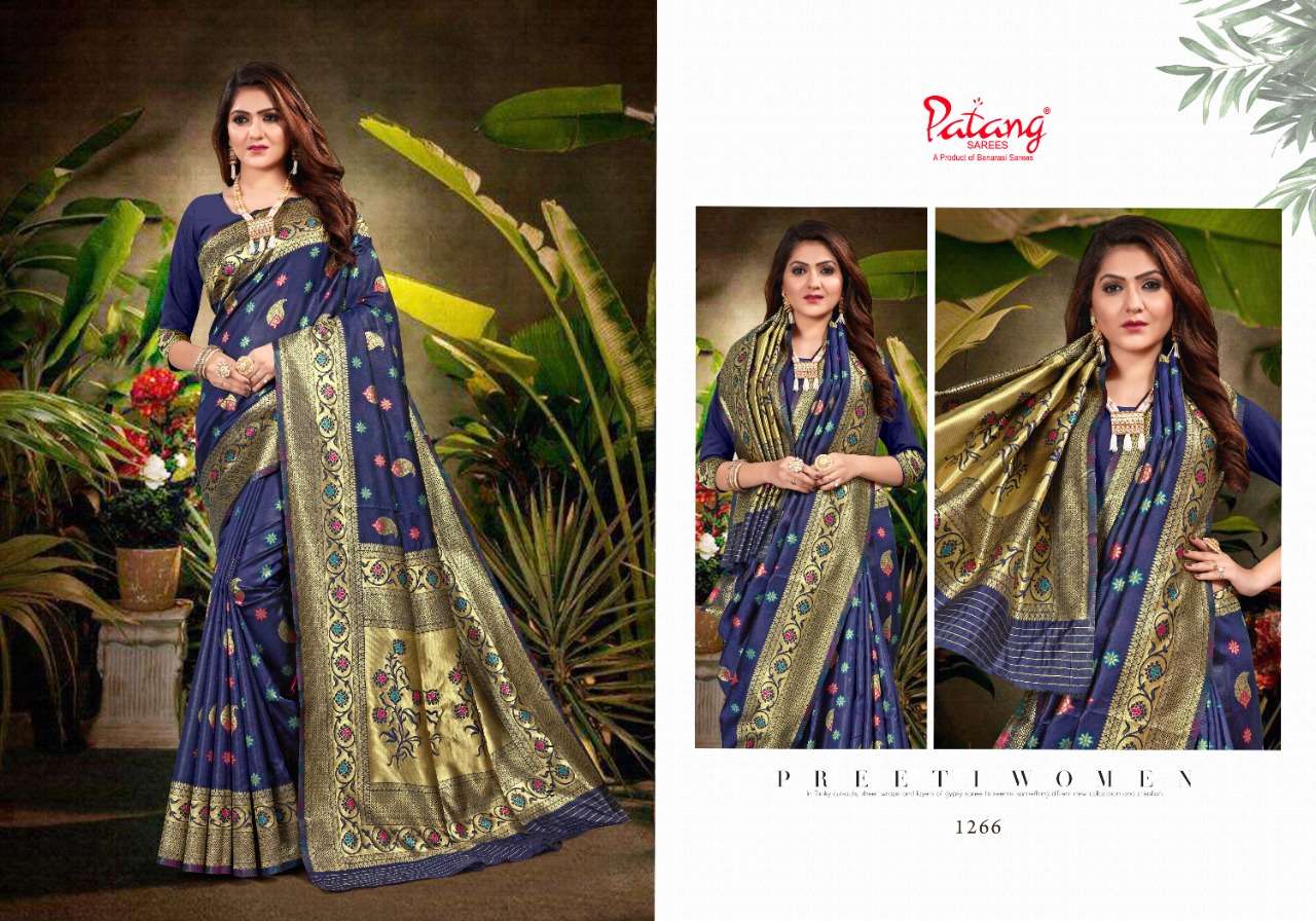 SHRADDHA BY PATANG SAREES 1261 TO 1268 SERIES INDIAN TRADITIONAL WEAR COLLECTION BEAUTIFUL STYLISH FANCY COLORFUL PARTY WEAR & OCCASIONAL WEAR SILK SAREES AT WHOLESALE PRICE