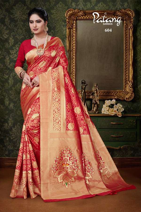 PARINEETI BY PATANG SAREES 601 TO 608 SERIES INDIAN TRADITIONAL WEAR COLLECTION BEAUTIFUL STYLISH FANCY COLORFUL PARTY WEAR & OCCASIONAL WEAR SILK SAREES AT WHOLESALE PRICE