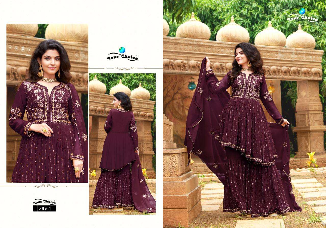 Fashion Zone By Your Choice 3862 To 3866 Series Beautiful Stylish Sharara Suits Fancy Colorful Casual Wear & Ethnic Wear & Ready To Wear Pure Georgette Embroidered Dresses At Wholesale Price