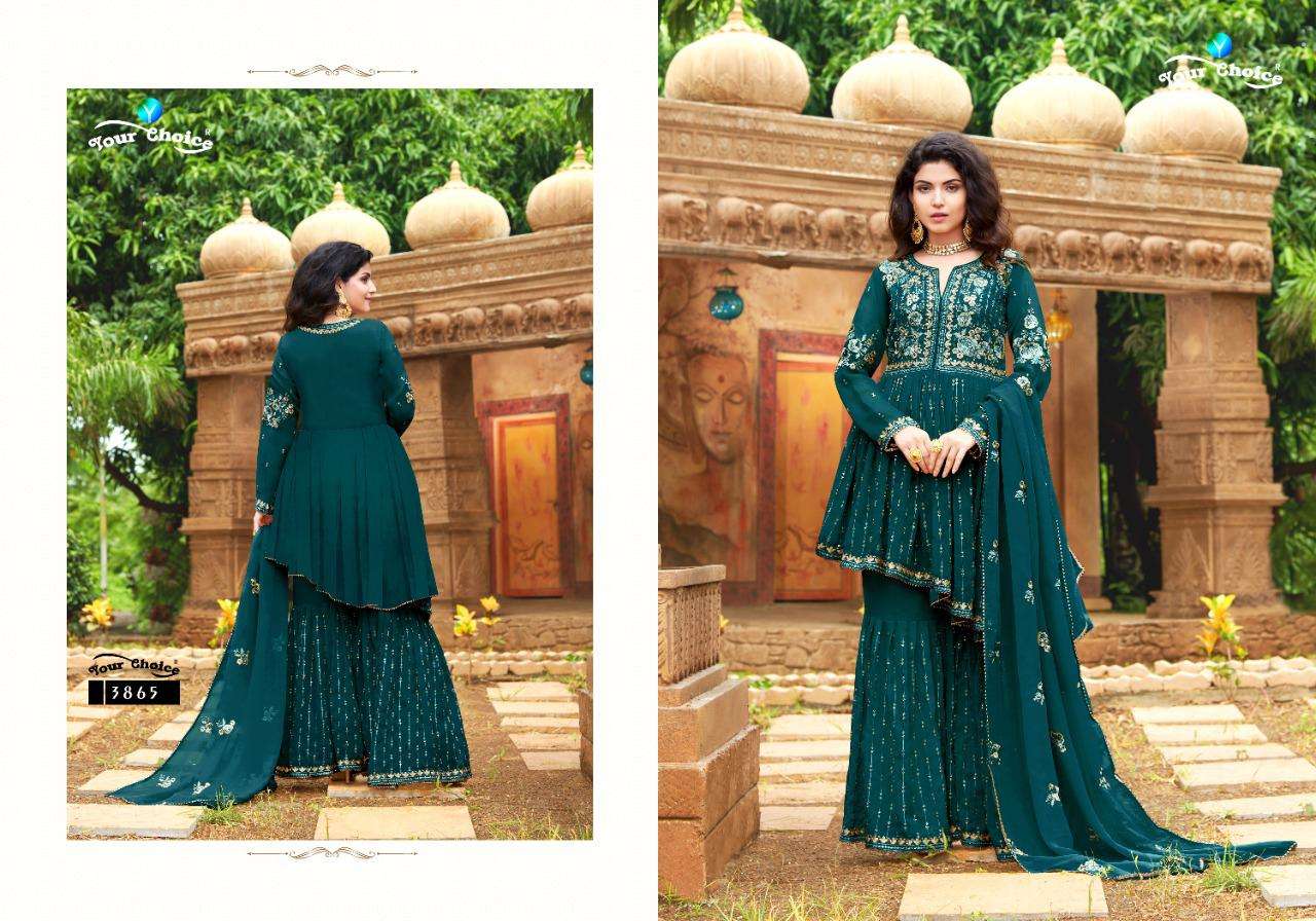 Fashion Zone By Your Choice 3862 To 3866 Series Beautiful Stylish Sharara Suits Fancy Colorful Casual Wear & Ethnic Wear & Ready To Wear Pure Georgette Embroidered Dresses At Wholesale Price