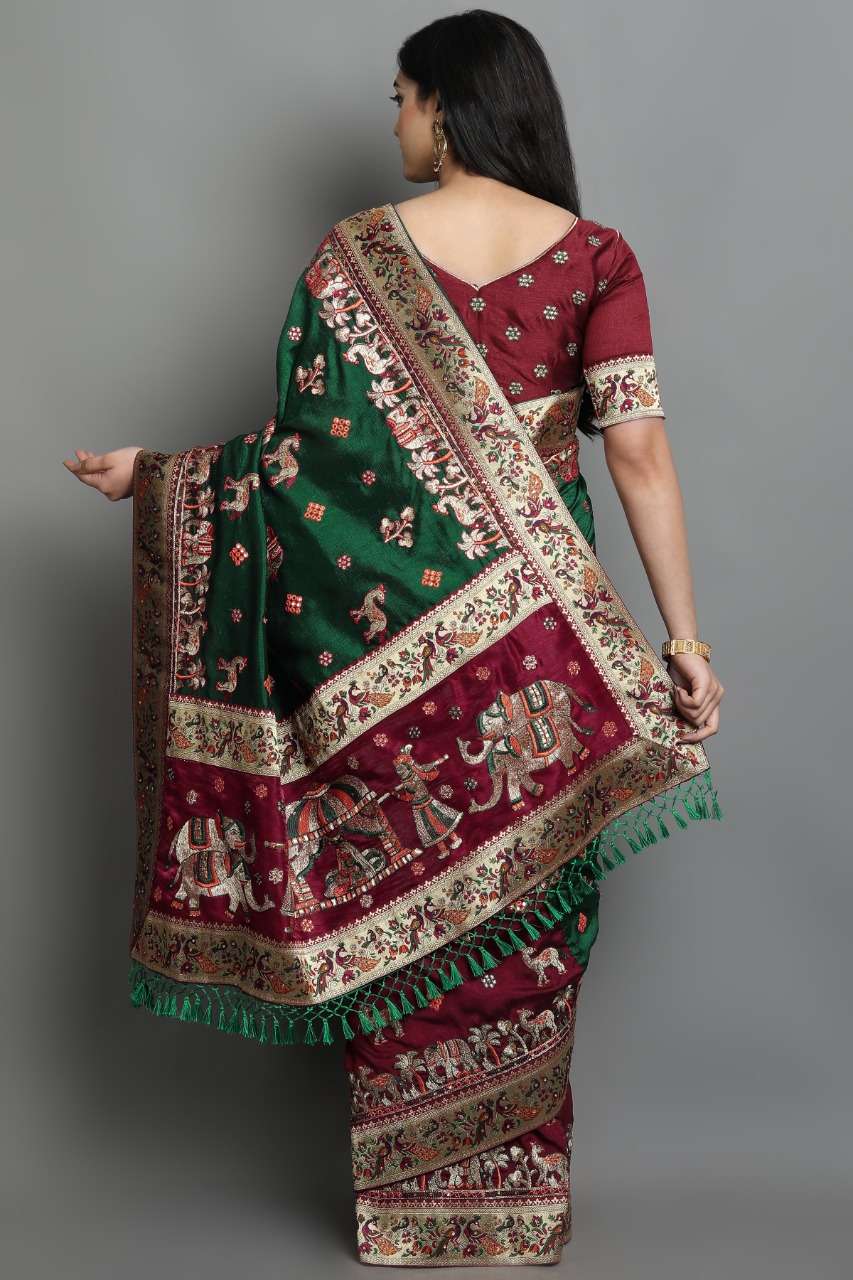 KESHVI PATOLA BY FASHID WHOLESALE 106 TO 110 SERIES INDIAN TRADITIONAL WEAR COLLECTION BEAUTIFUL STYLISH FANCY COLORFUL PARTY WEAR & OCCASIONAL WEAR SOFT SILK EMBROIDERED SAREES AT WHOLESALE PRICE