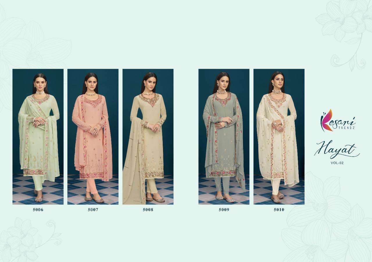 Hayat Vol-2 By Kesari Trendz 5006 To 5010 Series Beautiful Winter Collection Suits Stylish Fancy Colorful Casual Wear & Ethnic Wear Heavy Real Georgette Embroidered Dresses At Wholesale Price