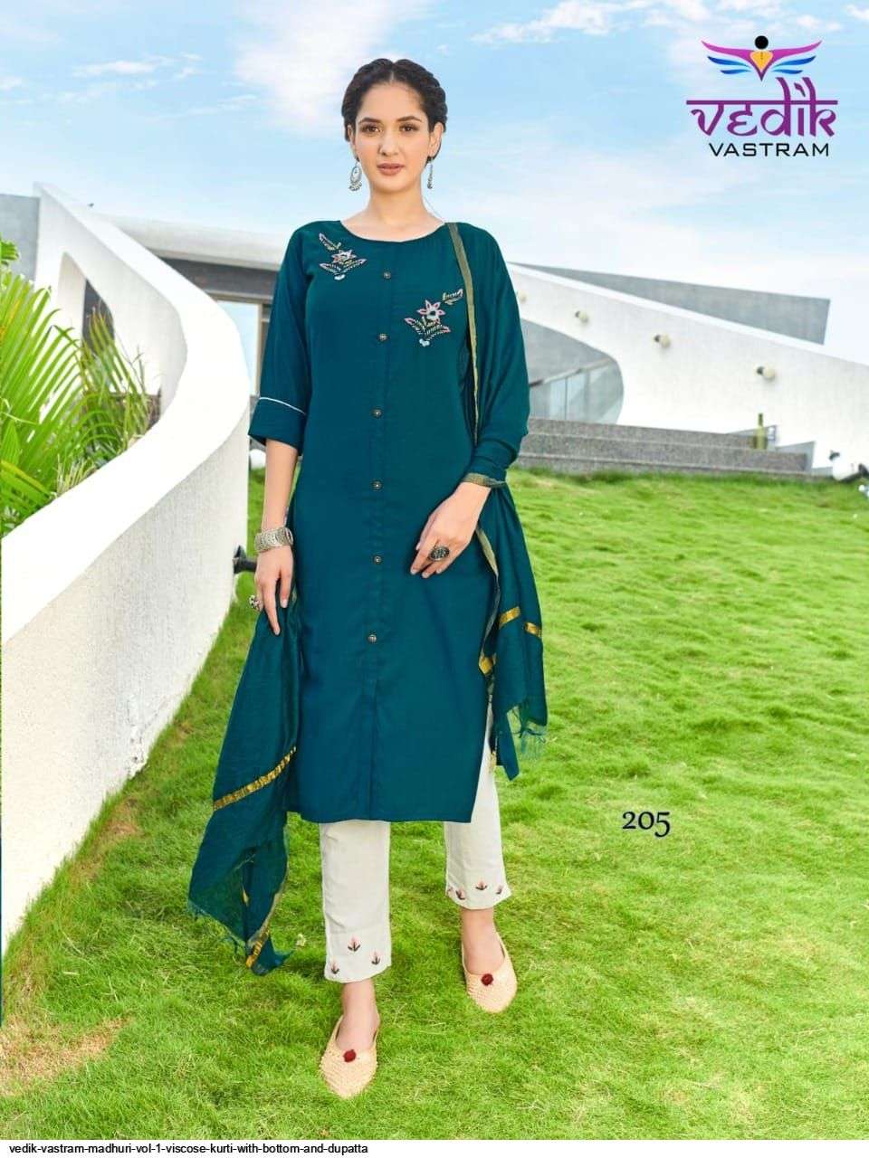 MADHURI VOL-1 BY VEDIK VASTRAM 201 TO 206 SERIES BEAUTIFUL SUITS COLORFUL STYLISH FANCY CASUAL WEAR & ETHNIC WEAR PURE VISCOSE COTTON WITH WORK DRESSES AT WHOLESALE PRICE