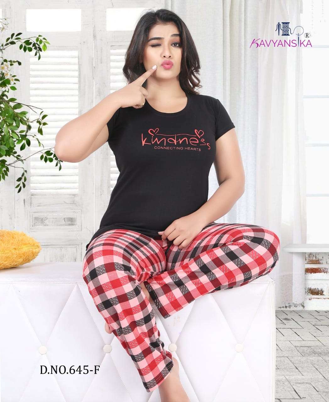 KAVYANSHIKA VOL-645 BY KAVYANSHIKA 645-A TO 645-F SERIES BEAUTIFUL STYLISH COLORFUL FANCY PARTY WEAR & ETHNIC WEAR & READY TO WEAR HOSIERY COTTON NIGHT SUITS AT WHOLESALE PRICE