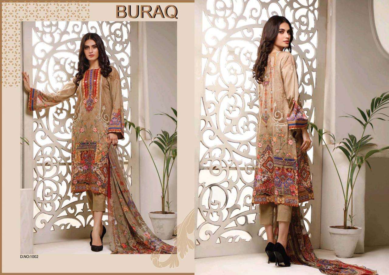 Buraq Vol-2 By Agha Noor 1001 To 1010 Series Beautiful Stylish Suits Fancy Colorful Casual Wear & Ethnic Wear & Ready To Wear Jam Satin Cotton Printed Dresses At Wholesale Price