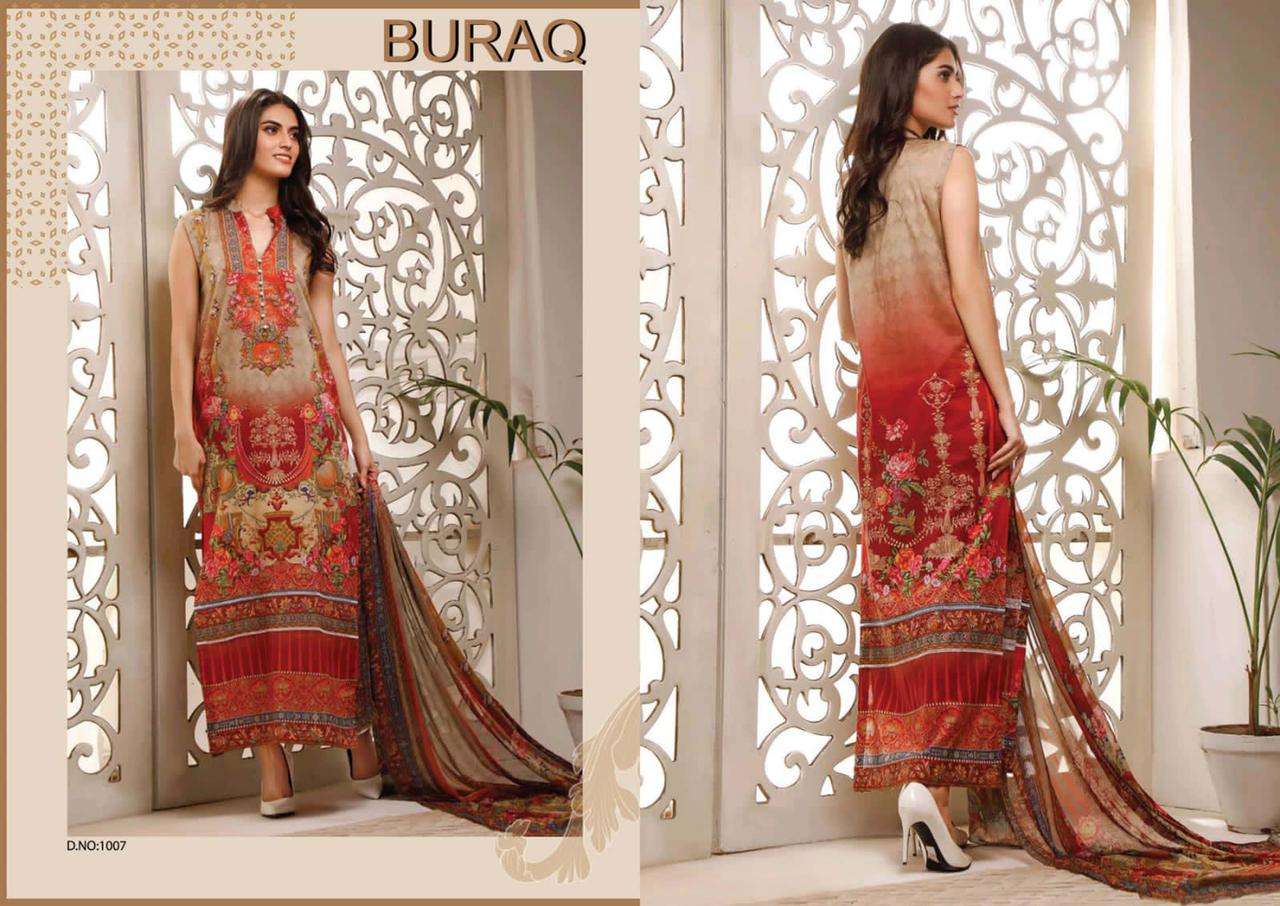 Buraq Vol-2 By Agha Noor 1001 To 1010 Series Beautiful Stylish Suits Fancy Colorful Casual Wear & Ethnic Wear & Ready To Wear Jam Satin Cotton Printed Dresses At Wholesale Price