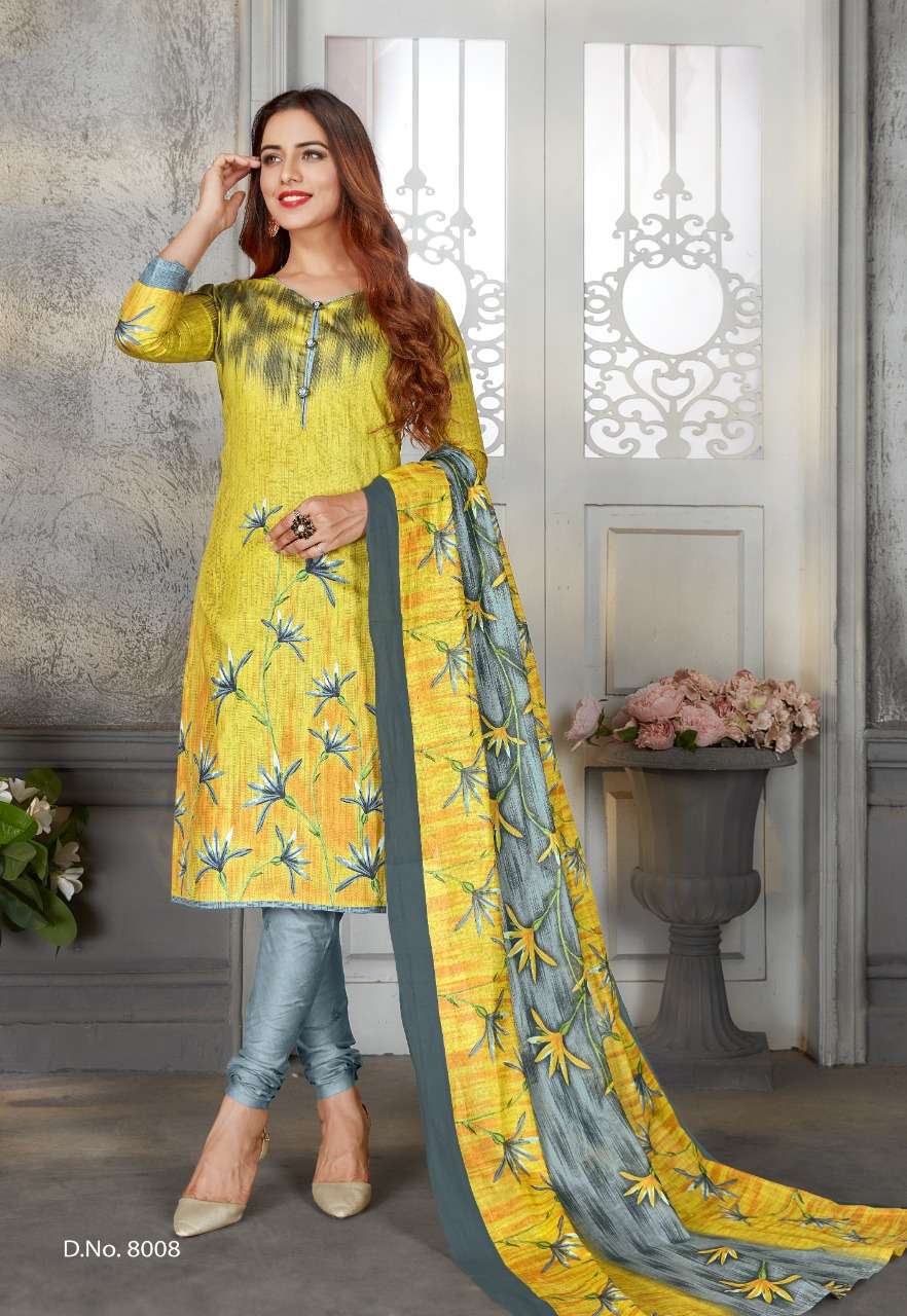 LAADKI VOL-8 BY SC 8001 TO 8016 SERIES BEAUTIFUL SUITS COLORFUL STYLISH FANCY CASUAL WEAR & ETHNIC WEAR PURE COTTON PRINT DRESSES AT WHOLESALE PRICE