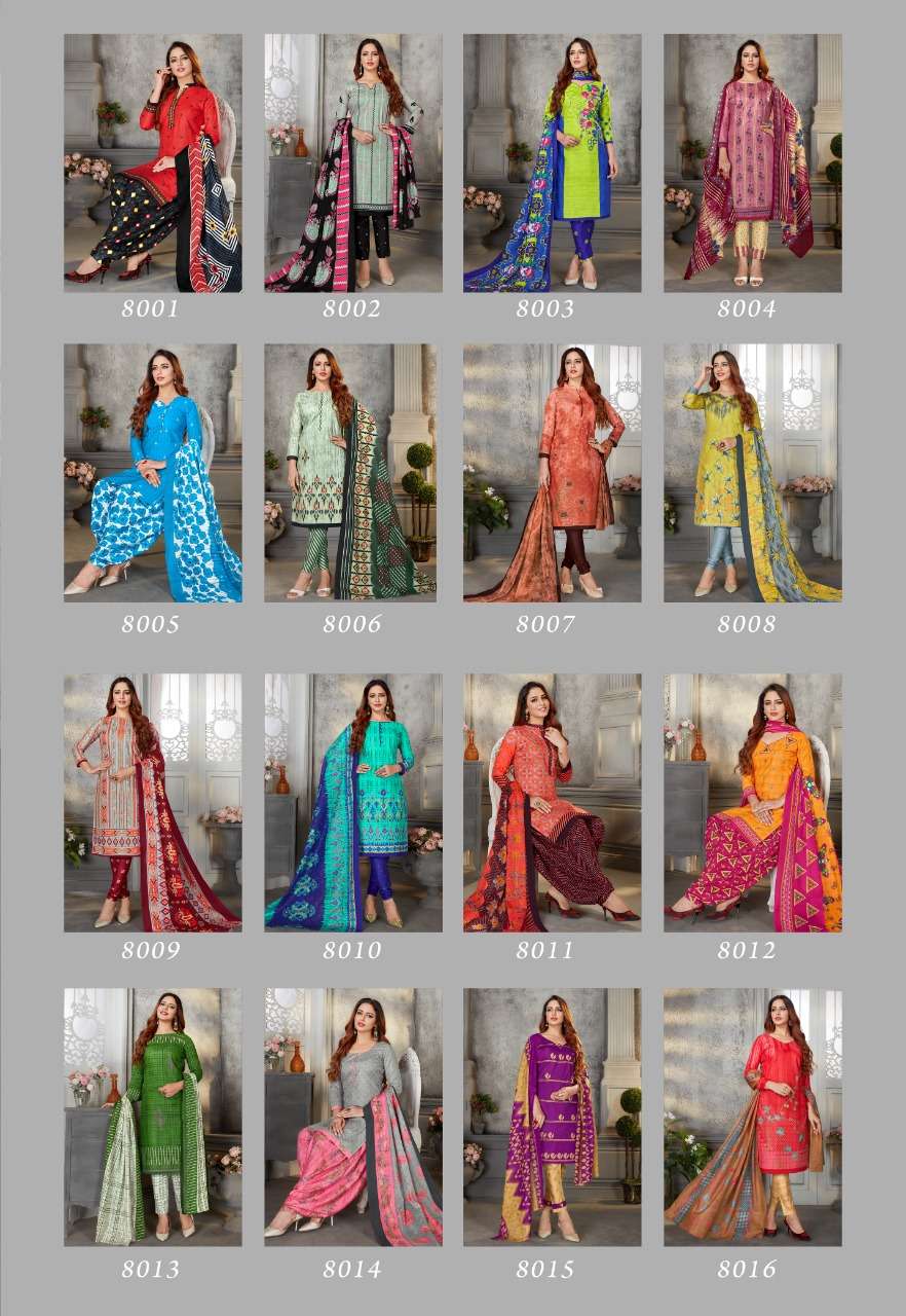 LAADKI VOL-8 BY SC 8001 TO 8016 SERIES BEAUTIFUL SUITS COLORFUL STYLISH FANCY CASUAL WEAR & ETHNIC WEAR PURE COTTON PRINT DRESSES AT WHOLESALE PRICE