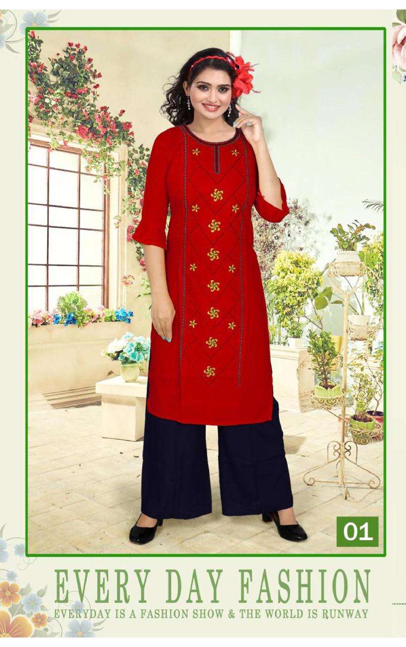 SILVER STONE BY POOJA 01 TO 10 SERIES DESIGNER STYLISH FANCY COLORFUL BEAUTIFUL PARTY WEAR & ETHNIC WEAR COLLECTION RAYON EMBROIDERY KURTIS WITH BOTTOM AT WHOLESALE PRICE