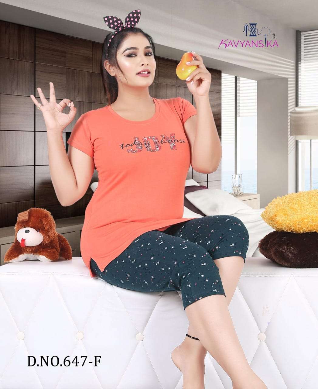 KAVYANSHIKA VOL-647 BY KAVYANSHIKA 647-A TO 647-F SERIES BEAUTIFUL STYLISH COLORFUL FANCY PARTY WEAR & ETHNIC WEAR & READY TO WEAR HOSIERY COTTON NIGHT SUITS AT WHOLESALE PRICE