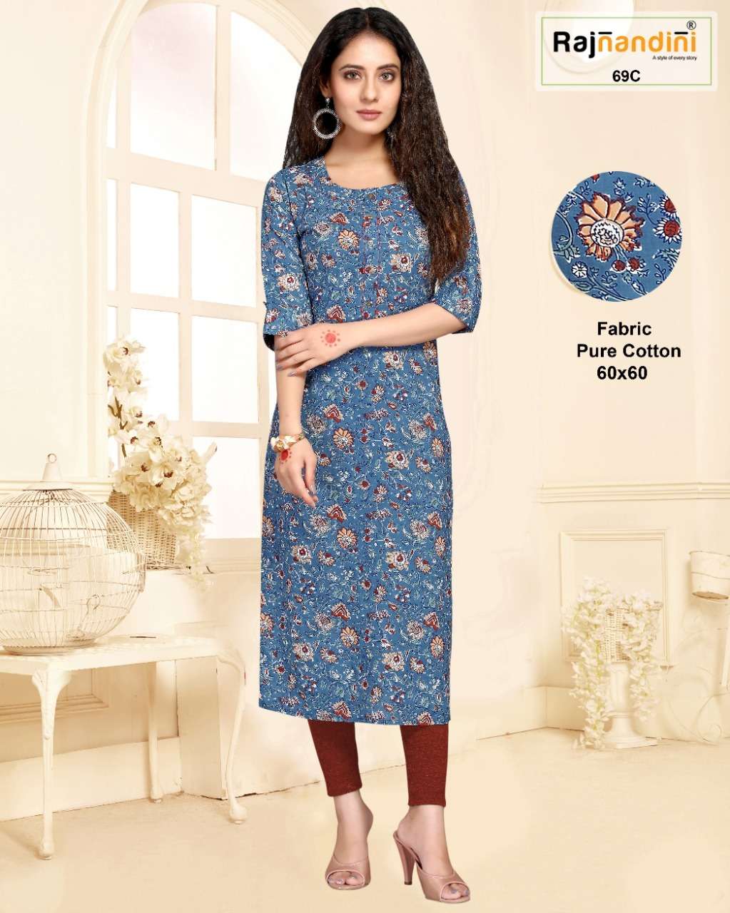 PRINT VOL-21 BY RAJNANDINI 69-A TO 69-D SERIES DESIGNER STYLISH FANCY COLORFUL BEAUTIFUL PARTY WEAR & ETHNIC WEAR COLLECTION PURE COTTON PRINT KURTIS AT WHOLESALE PRICE