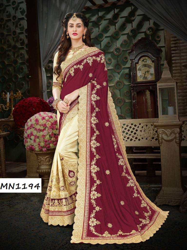 ROOHI HIT COLOR VOL-10 BY MANOHARI 1194 TO 1198 SERIES INDIAN TRADITIONAL WEAR COLLECTION BEAUTIFUL STYLISH FANCY COLORFUL PARTY WEAR & OCCASIONAL WEAR CHIFFON EMBROIDERED SAREES AT WHOLESALE PRICE