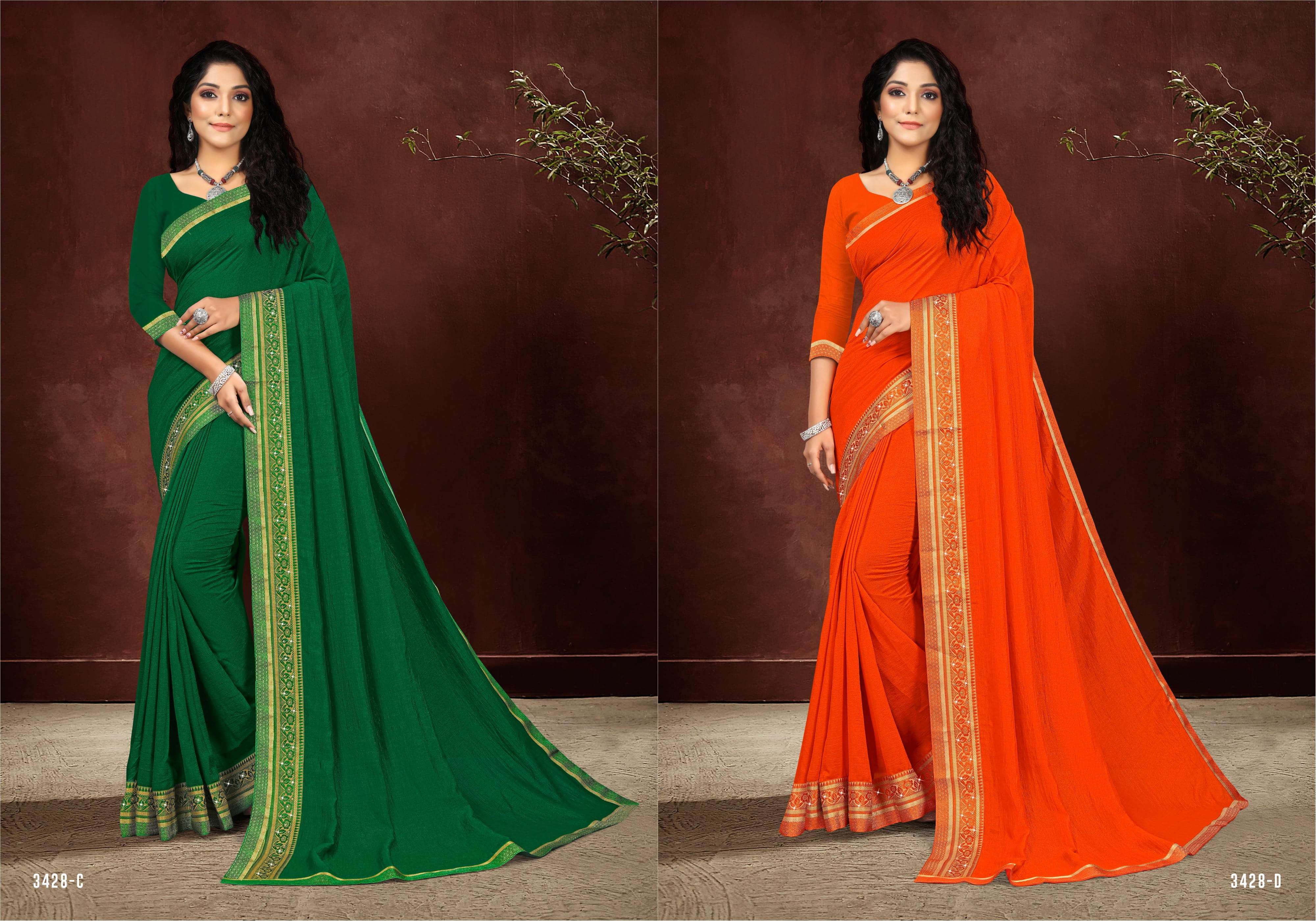 KAJU KATLI VOL-10 BY INDIAN WOMEN 3428-A TO 3428-H SERIES INDIAN TRADITIONAL WEAR COLLECTION BEAUTIFUL STYLISH FANCY COLORFUL PARTY WEAR & OCCASIONAL WEAR VICHITRA SILK SAREES AT WHOLESALE PRICE